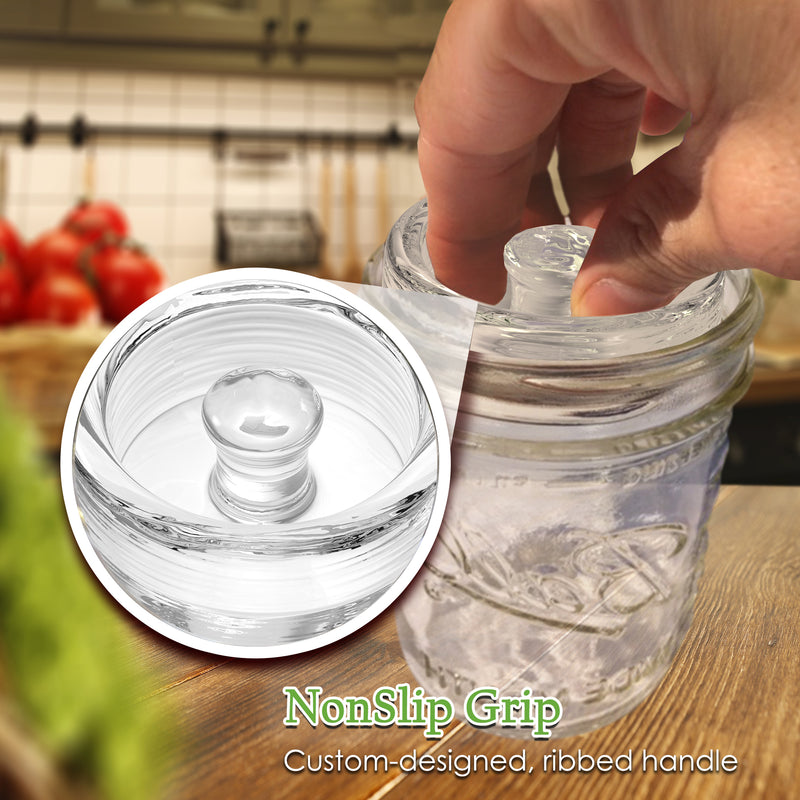 Fermentation Weights - NonSlip Grip Handle - for Fermenting Sauerkraut, Pickles, Kimchi in Wide Mouth Mason Jars - Lead/Cadmium Free