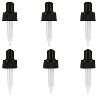 Glass Eye Droppers for 5ml Essential Oil Bottles - Set of 12 - Black - Compatible with doTERRA and Young Living 5ml Bottles (12)