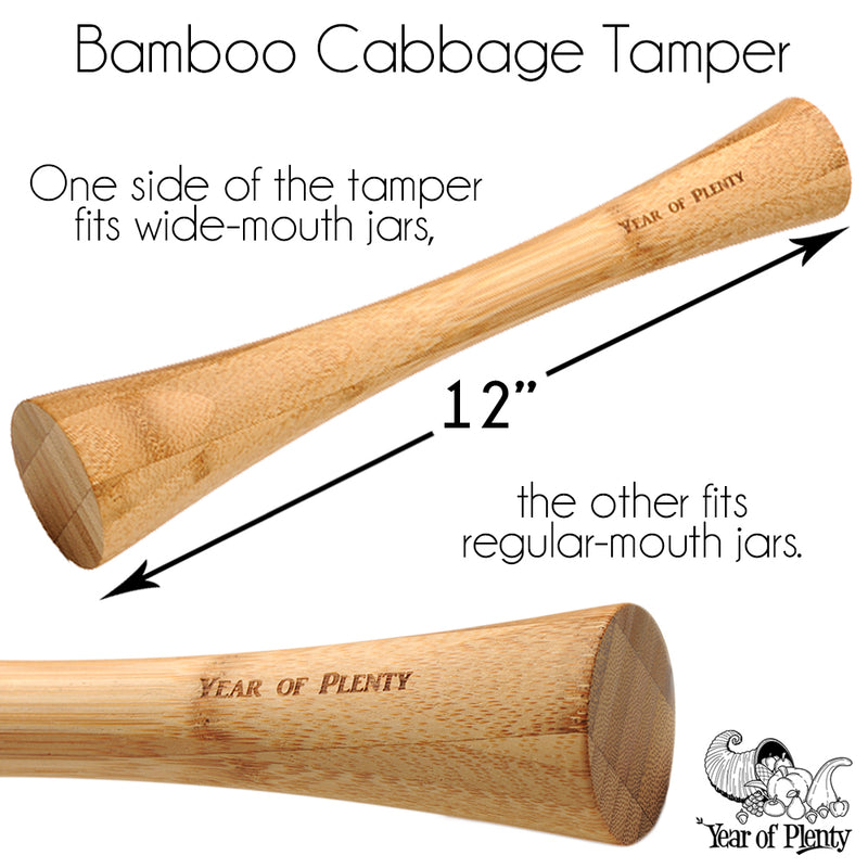 12 Inch Bamboo Cabbage Tamper for Packing Sauerkraut into Mason Jars for Fermenting